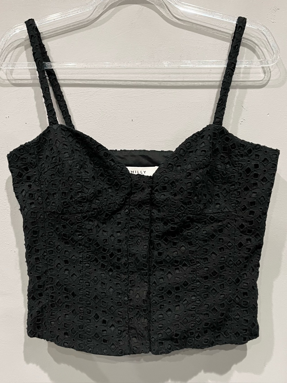 MILLY BLACK EYELIT CORSET TANK TOP